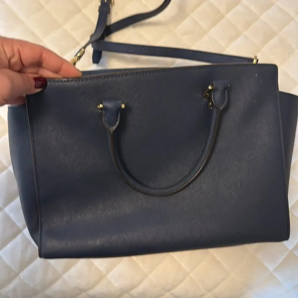 Michael Kors Dark Navy Leather Blue Purse
